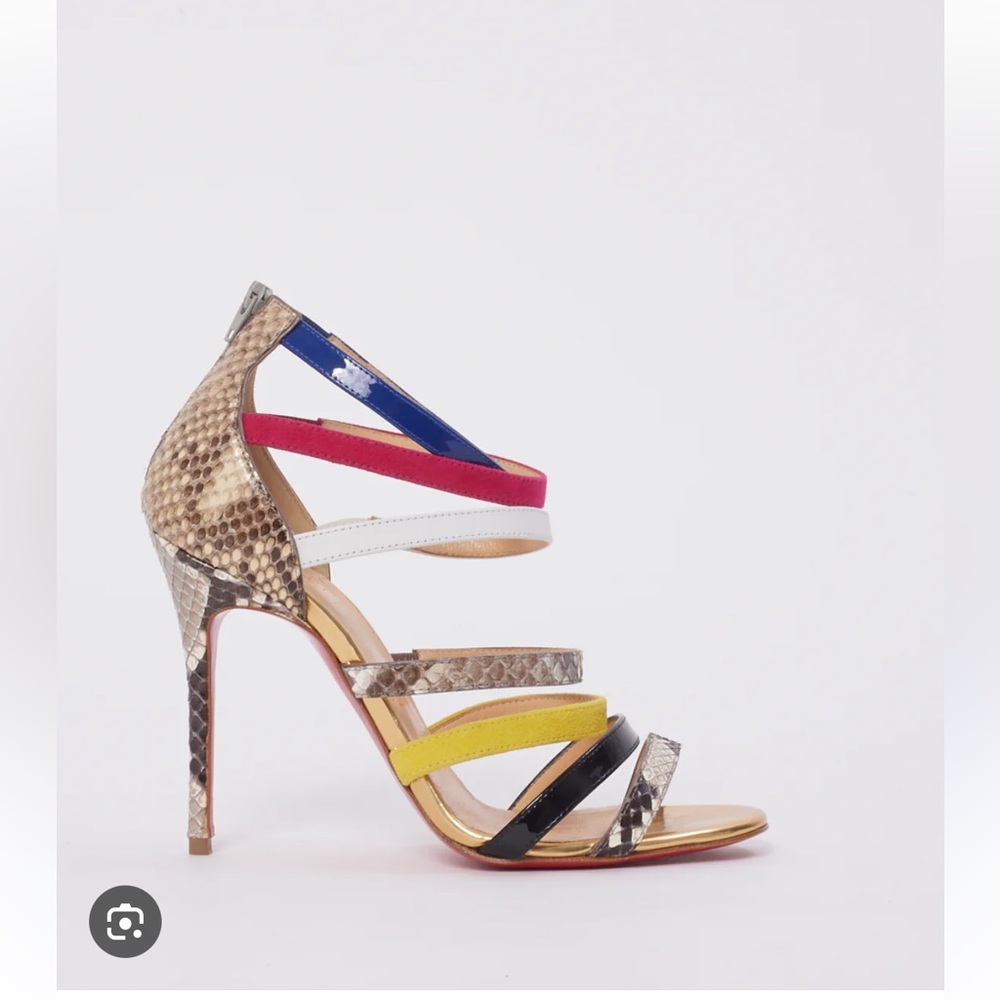 Christian Louboutin Mariniere 100 Multicolor Strappy Python Heels